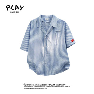 2025年夏季 官方衬衫 新款 情侣款 衬衣 PLAY 潮牌条纹休闲时尚 AVMXW