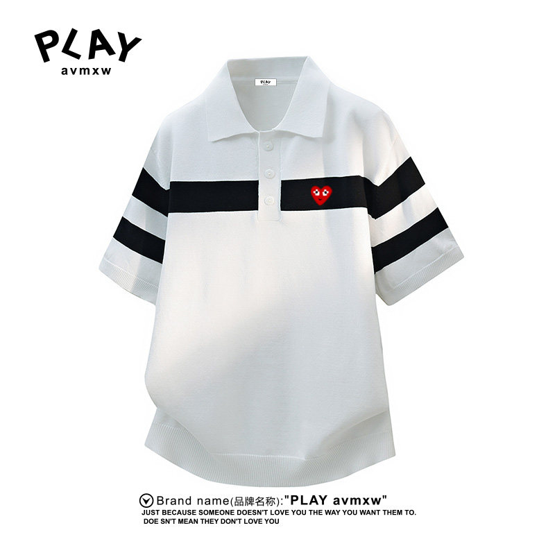 PLAYAVMXW情侣款撞色条纹POLO衫