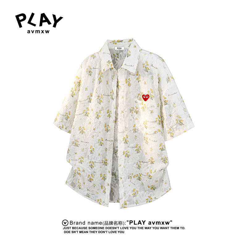 PLAYAVMXW男女潮牌满印短袖衬衫