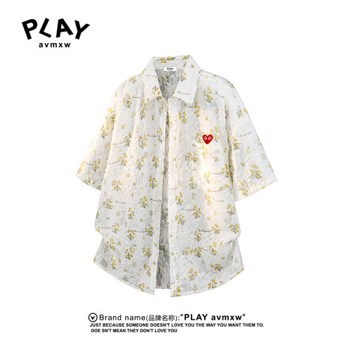 PLAYAVMXW男女潮牌满印短袖衬衫