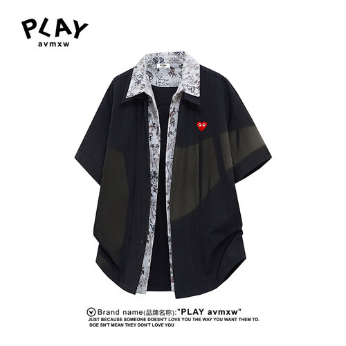 PLAYAVMXW假两件透气衬衫情侣款