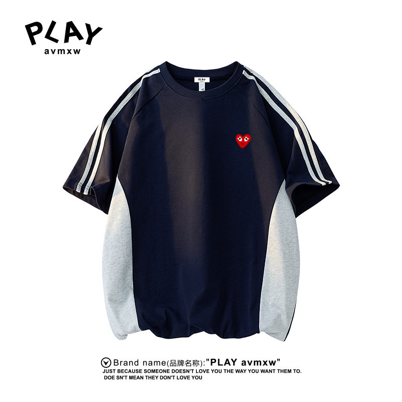 PLAYAVMXW休闲百搭拼接半袖T恤