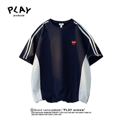 PLAYAVMXW休闲百搭拼接半袖T恤