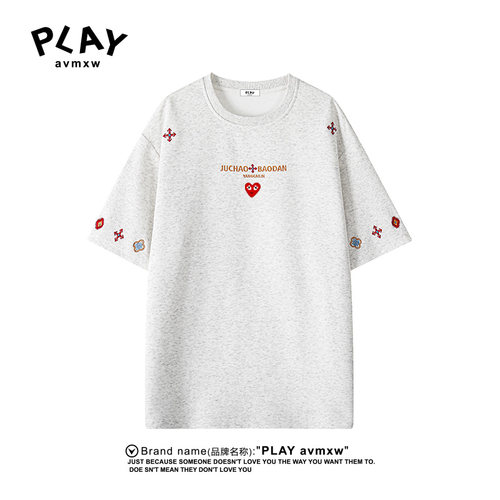 PLAYAVMXW情侣刺绣宽松短袖T恤