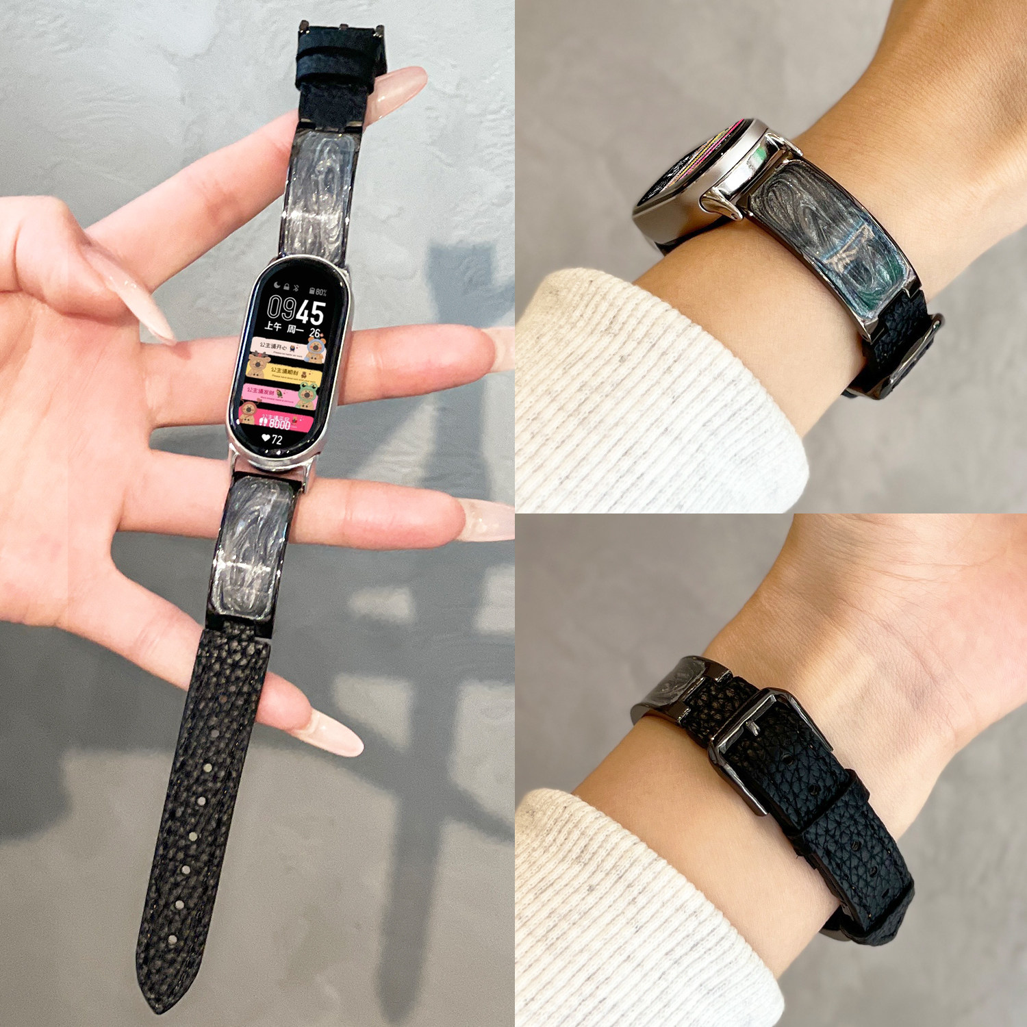 【鎏金手镯】适用小米手环10表带9鎏金手镯腕带8金属拼荔枝纹皮质女陶瓷版小众高级感智能运动xiaomi手表带