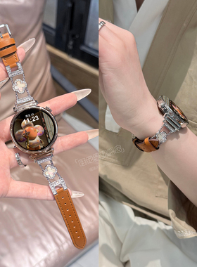 【四叶草】适用华为GT6表带手表GT5新款watch5智能Pro金属拼皮GT4小众GT3女款GT2秋冬创意高级感41mm原装官方