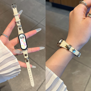 【铆钉星星】适用小米手环10表带9腕带8手表带7针扣6腕带5创意金属皮革4细款女3智能2小众九代秋冬女款简约