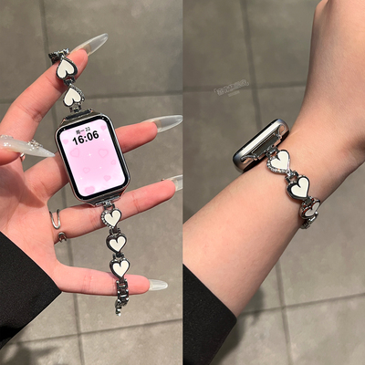 适用小米手环9pro金属爱心表带