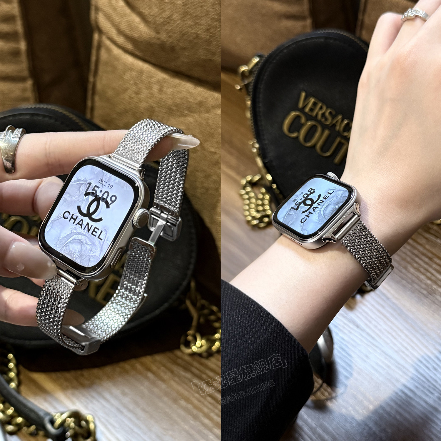 适用华为fit3表带新款金属磁吸钢带华为fit4表带女生麦穗编织夏天高级感华为watchfit2小蛮腰细款手表带