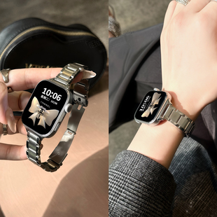 适用华为Watch FIT4表带Watchfit3手表不锈钢三株钢带链fit4pro金属腕带fit3夏天透气fit2女新款高级感替换带