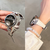 秋冬高端红色 watchgt5智能GT5pro镶钻拼真皮41mmGT4小众高级感GT3女款 凯旋门 适用华为GT6表带手表GT5新款