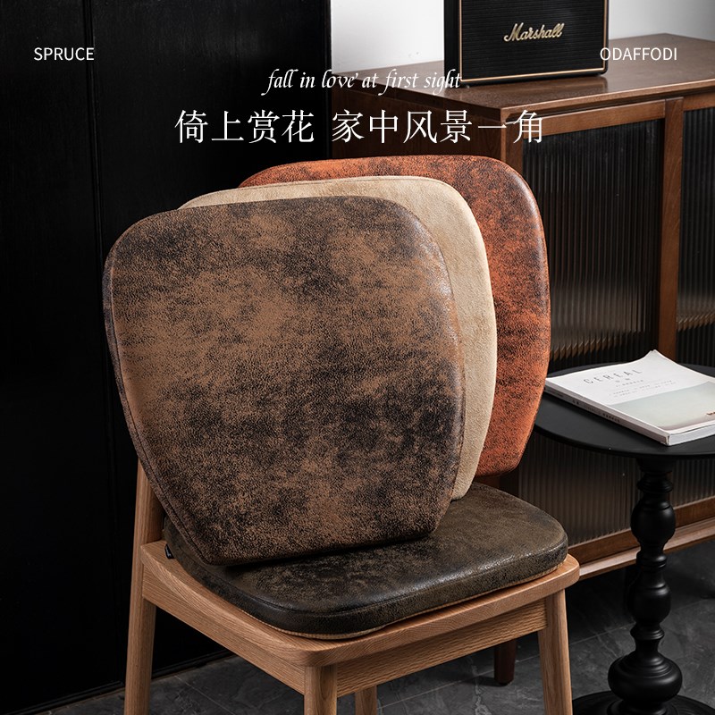 马蹄形餐椅坐垫麂皮绒记忆棉防滑绑带实木椅子高级感软座垫屁股垫