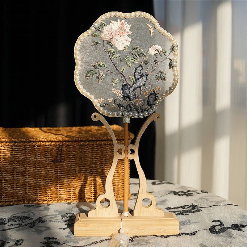 杏雨梨云珠边异形圆形团扇刺绣古风拍照走秀道具汉服扇子,家居饰品,工艺扇/团扇/喜扇/折扇,淘宝优惠券,粉丝福利购,淘宝优惠卷