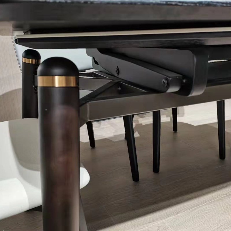 家用小户型极新款实木折叠餐桌椅岩板跳台收缩可变圆桌台