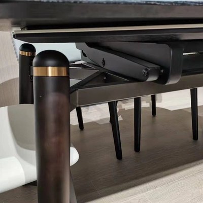 家用小户型极新款实木折叠餐桌椅岩板跳台收缩可变圆桌台