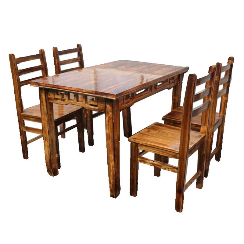 全实木餐椅柏木家用餐桌椅官帽椅火锅店烧烤火烧木板凳