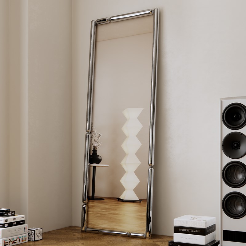 不锈钢全身镜落地镜家用客厅靠墙长方形镜子房间卧室创意试衣镜子