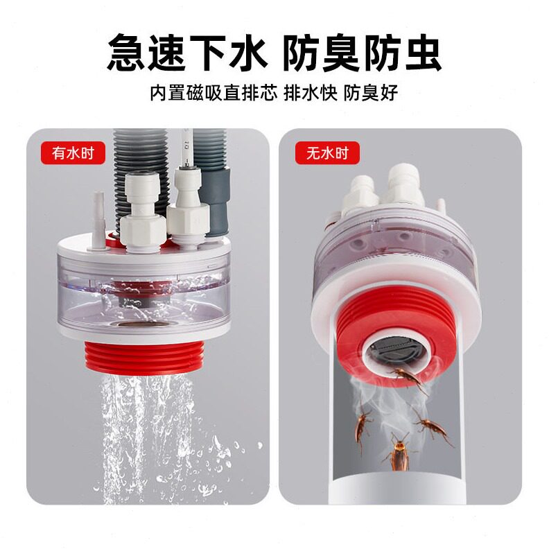 直销多功能厨房下水管水槽排水管三头通分水器洗碗机净水器接头