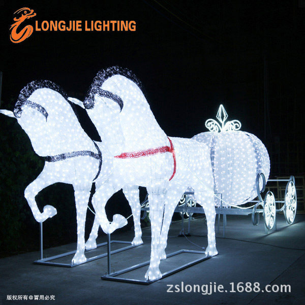 长：6.0米 宽：2.0米 双马拉车造型灯 ，LED马造型灯 动物造型灯