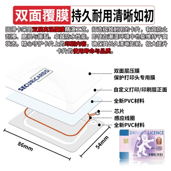 固得卡RFID智能卡ID卡TK28喷码卡复合卡S50 S70证卡机打印专用