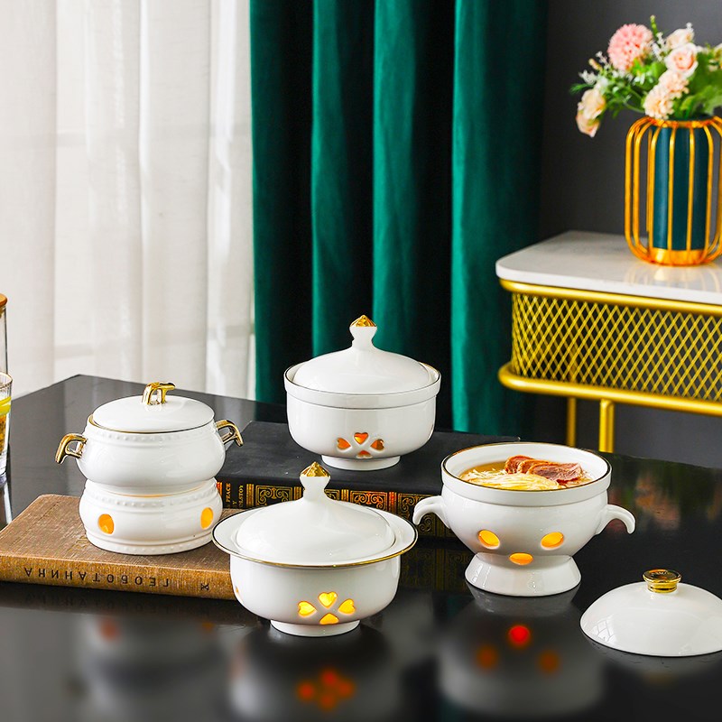 燕窝碗位上餐具隔水炖盅辽参鲍鱼盅位菜盅捞饭餐具蜡烛加热餐具