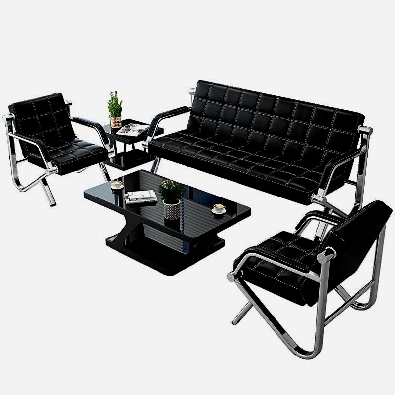 办公沙发茶几组合商务接待简约会客洽谈现代三人位铁艺办公室沙发