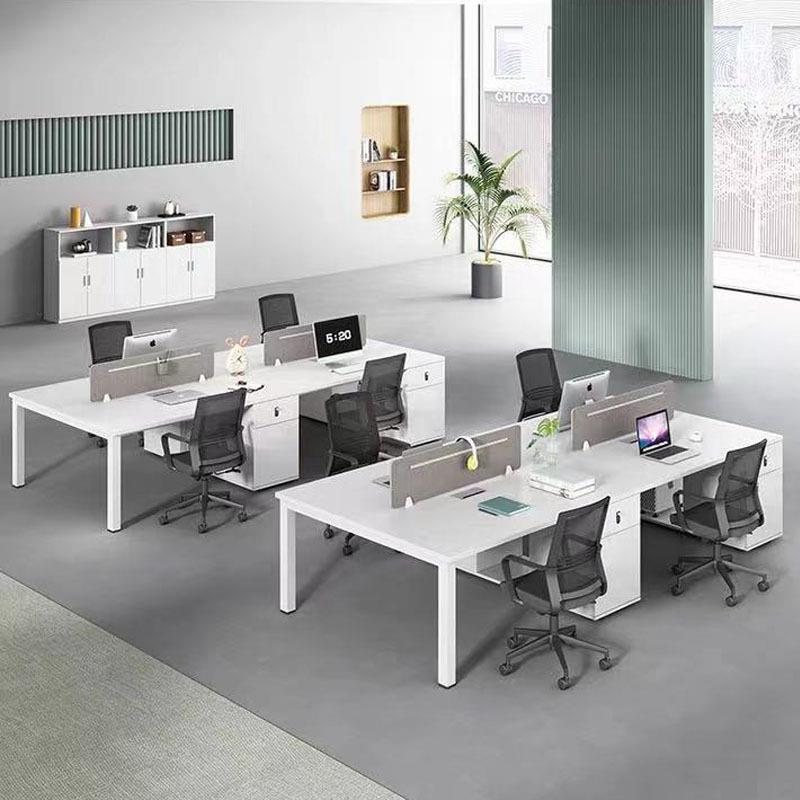 职员办公桌简约现代员工工位四/4人位白色办公室桌子办公桌椅组合