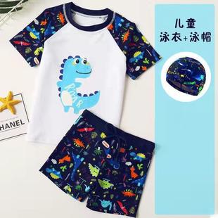 学生泳装 儿童泳衣男童女孩小中大童宝宝卡通分体游泳衣游泳裤 套装