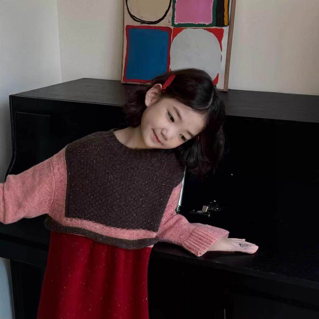 气质女孩早秋童装2024新款女童毛衣裙子洋气儿童针织连衣裙秋冬款