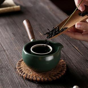 陶瓷茶壶家用复古单壶功夫茶具手柄侧把壶 小青柑专用泡茶壶日式