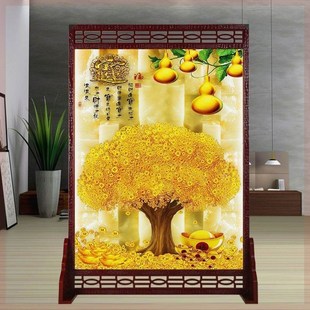 定制进门屏风隔断客厅中式实木玄关卧室办公室卫生间遮挡墙柜牡丹