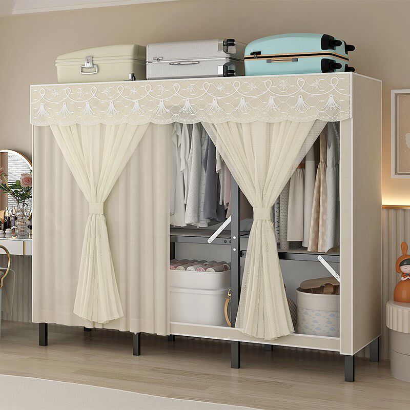 网红免安装折叠衣柜家用卧室出租房简易布衣柜全钢架加粗加厚耐用