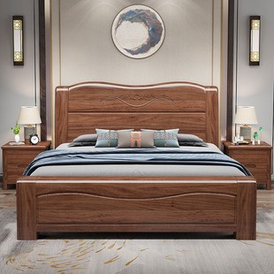 燕榫卯实木床双人床主卧全实木1.8米大床现代中式1.5m木床