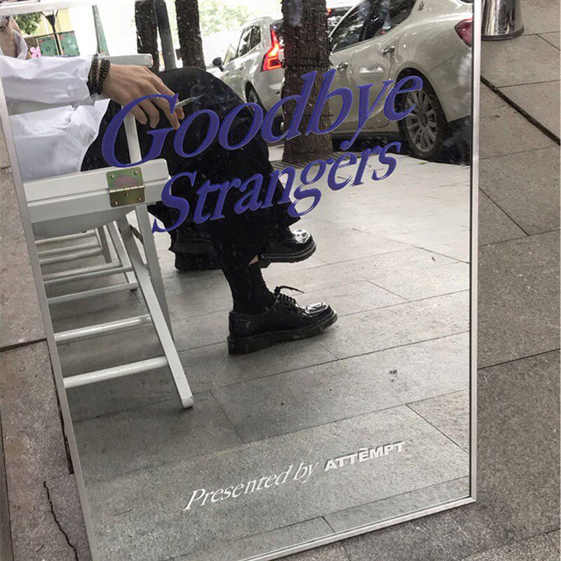 ins不锈钢展示架广告牌s镜面落地招牌 花店门口立牌三角立式牌定