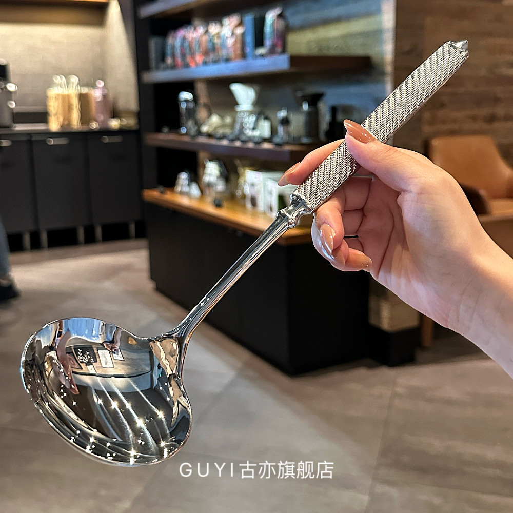 老外餐具真的牛!316不锈钢汤勺大号粥勺盛汤火锅勺汤匙大头深汤
