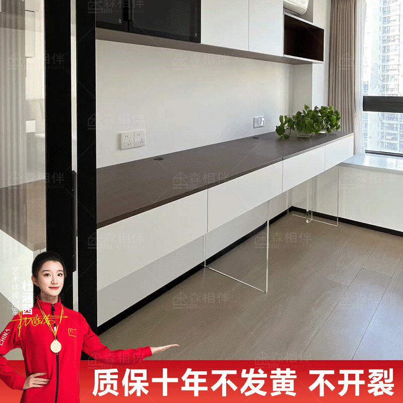 亚克力悬浮支架定制一字型透明书桌桌腿餐桌脚岛台岩板吧台支撑腿