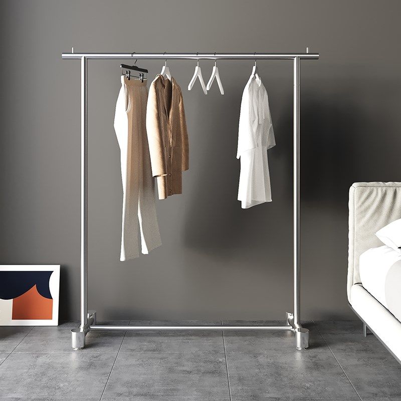 不锈钢中式家用阳台衣帽架u落地简易室内挂衣架服装店专用挂衣架