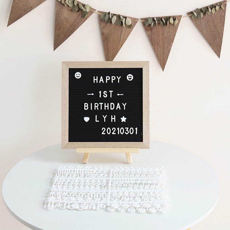 ins毛毡黑色留言板自定义字母符号E摆件儿童生日场景布置拍照道具