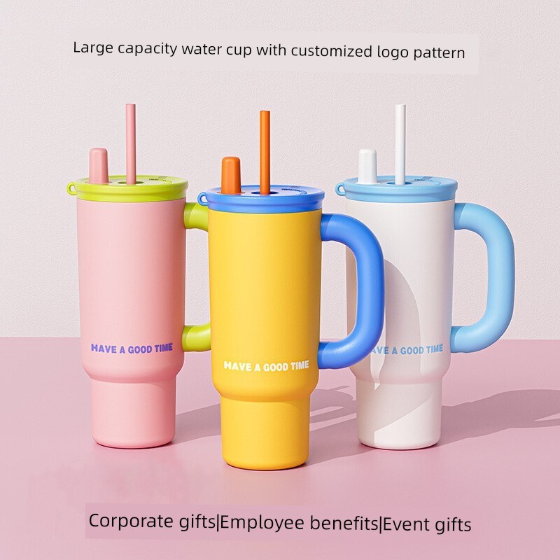 定制Logo图h案大容量吸管保温杯车载冰水杯活动纪念礼品杯
