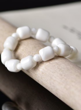 天然白贝壳老型珠佛珠手串佛宝