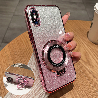 苹果X硅胶透明带支架高级感