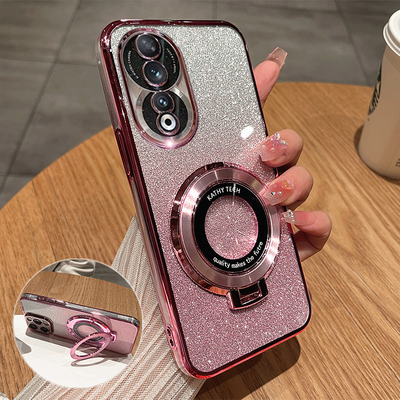 荣耀80硅胶透明软壳高级感带支架