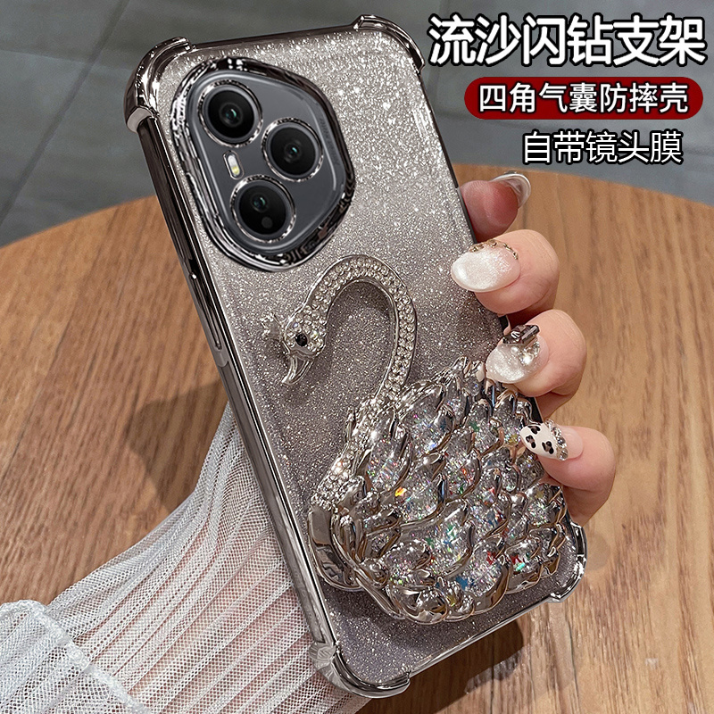 适用华为荣耀400pro香港国际海外版手机壳honor400lite保护硅胶套5g带镜头膜气囊防摔软透明女款带支架高颜值