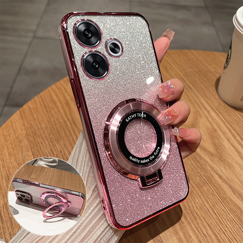 红米note13R硅胶透明软壳带支架