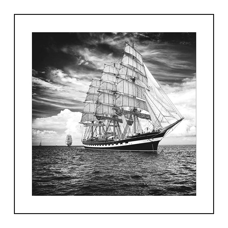办公室工业风装饰画黑白挂画现代简约帆船餐厅壁画客厅卧室背景画