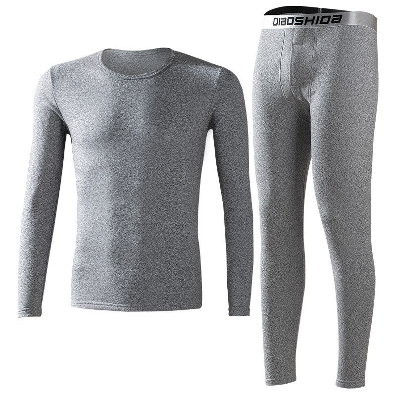 秋冬季男士保暖内衣加绒加厚德绒打底单件秋衣裤紧身弹力圆领套装