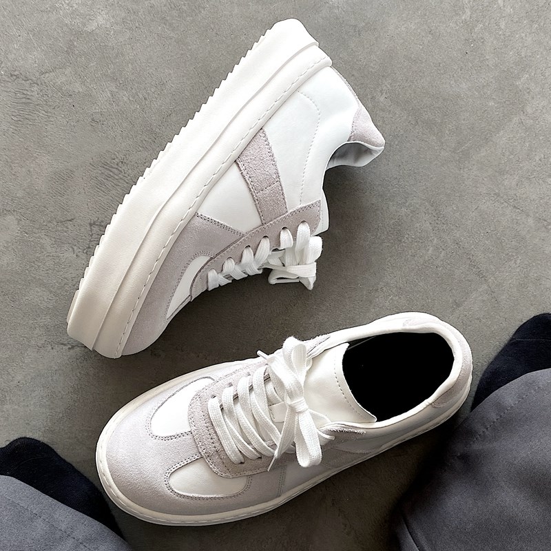 手工缝线德训鞋男2025新款春夏低帮休闲运动鞋子透气百搭厚底板鞋