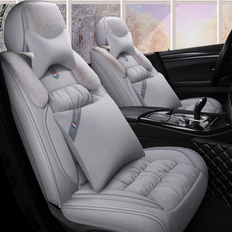 新款冬季座套保暖羽绒汽车坐垫冬天短毛绒车套全包女神小车座垫