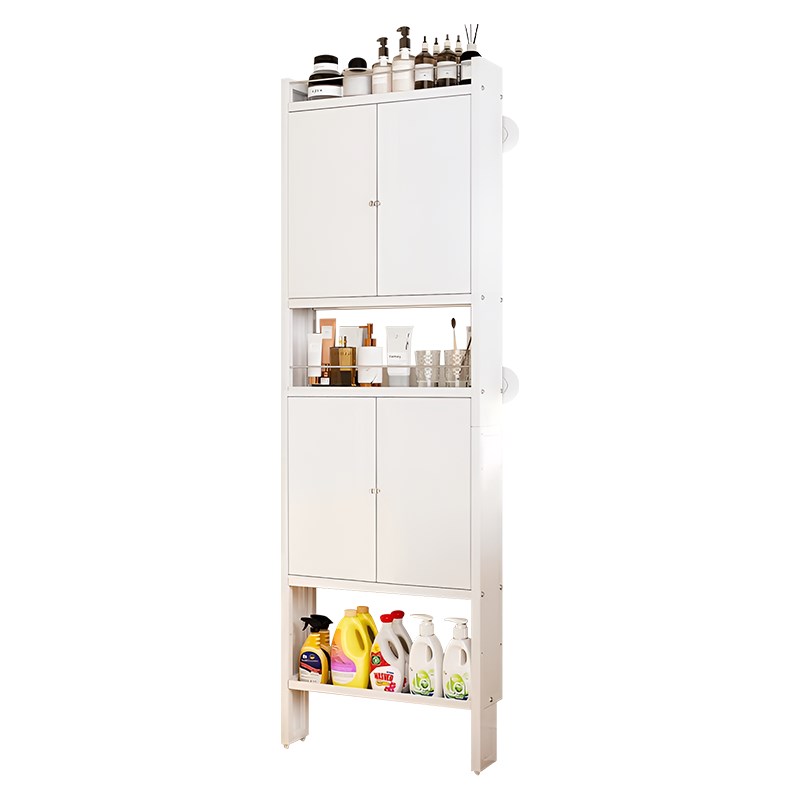 浴室门后夹缝柜落地多层对开门10cm置物架洗手间化妆品储物收纳柜