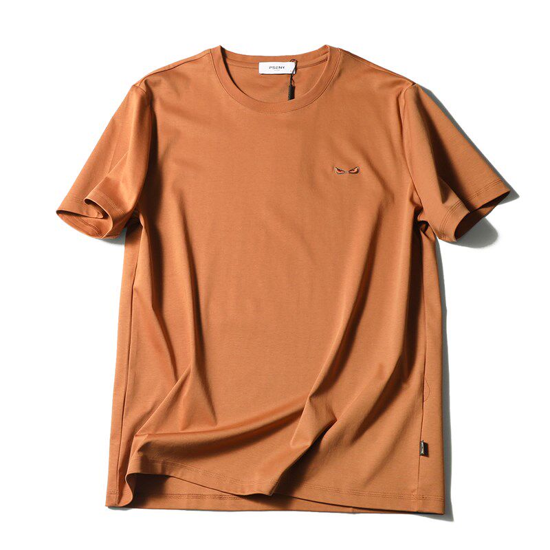 会呼吸的面料2025夏季新款80支液氨双面丝光100%匹马棉T恤男9737